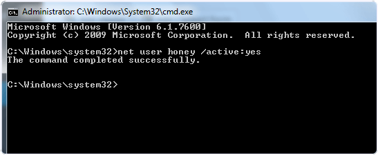 CMD Activate User Account