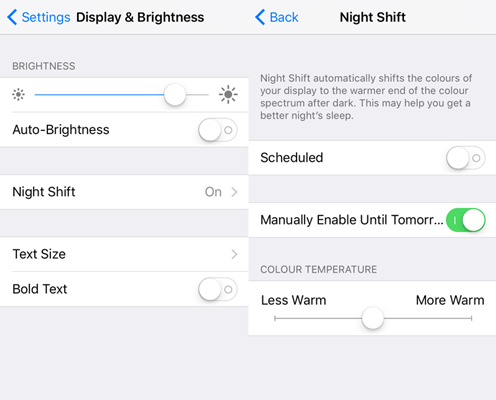 night shift ios 