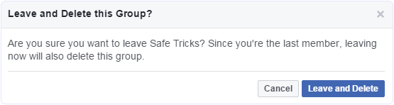 leave delete facebook group option
