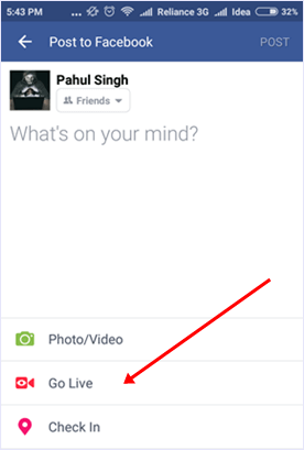 facebook go live profile option