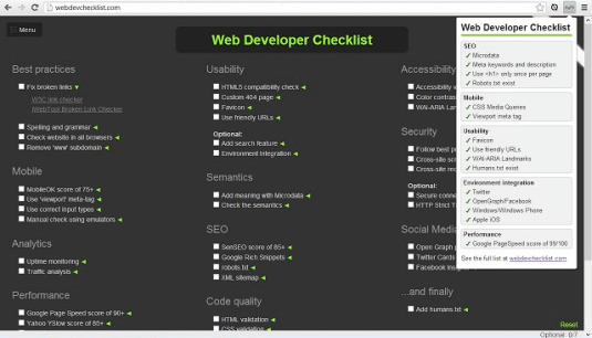 web developer checklist