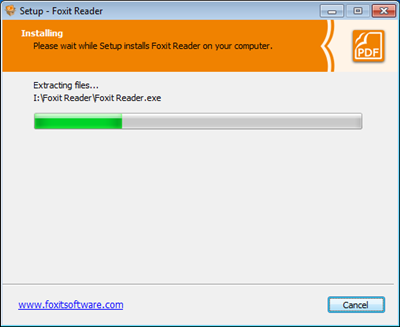 foxit installation progress bar