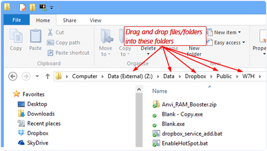 windows drag drop address bar