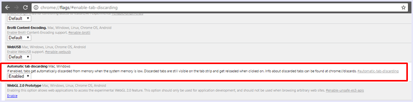 enable tab discarding chrome