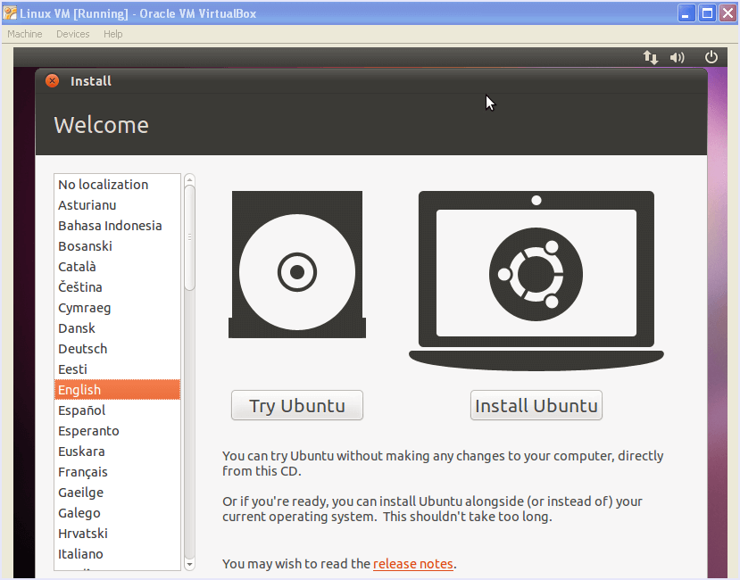 run ubuntu in virtual machine