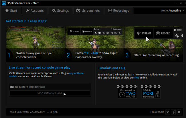 xsplit gamecaster recording tool