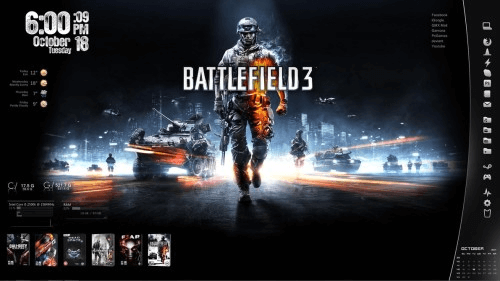 battlefield 3 rainmeter skin