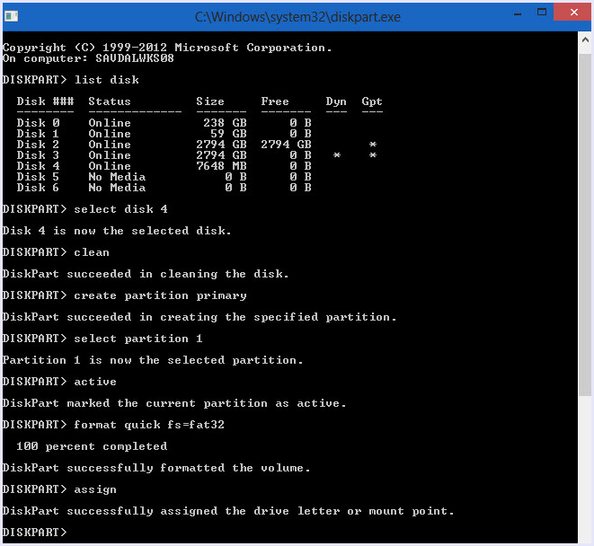 create new partition diskpart