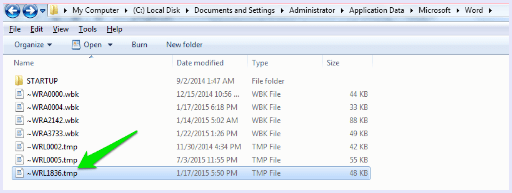 recover ms word doccument temporary files