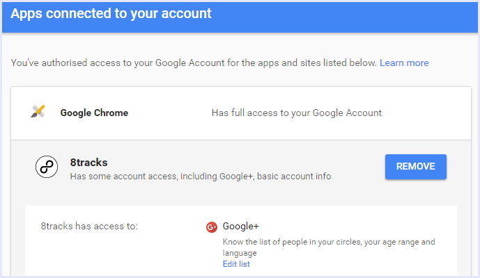 remove apps gmail security