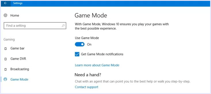 game mode windows 10