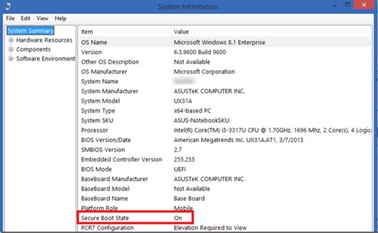 ms info secure boot