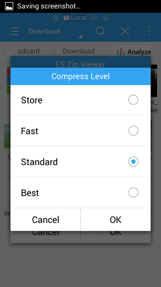 compression level es file manager