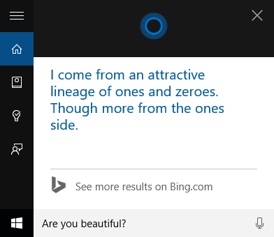 cortana are you beautiful