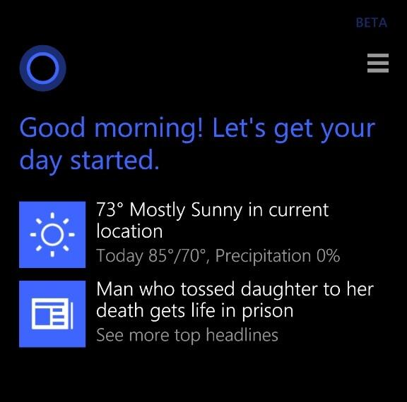 cortana good morning