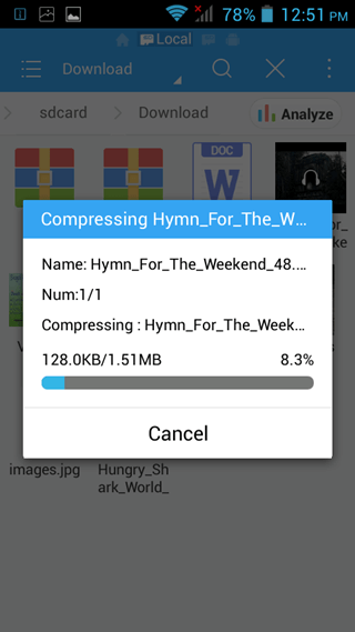 progress bar es file manager