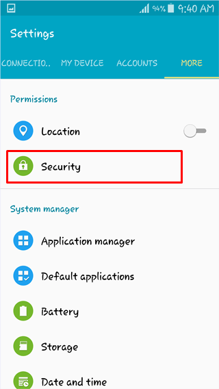 security settings encrypt phone