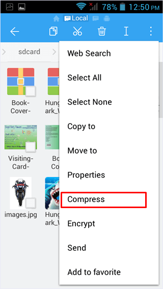 select compress es file manager