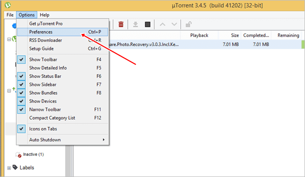 utorrent preferences settings